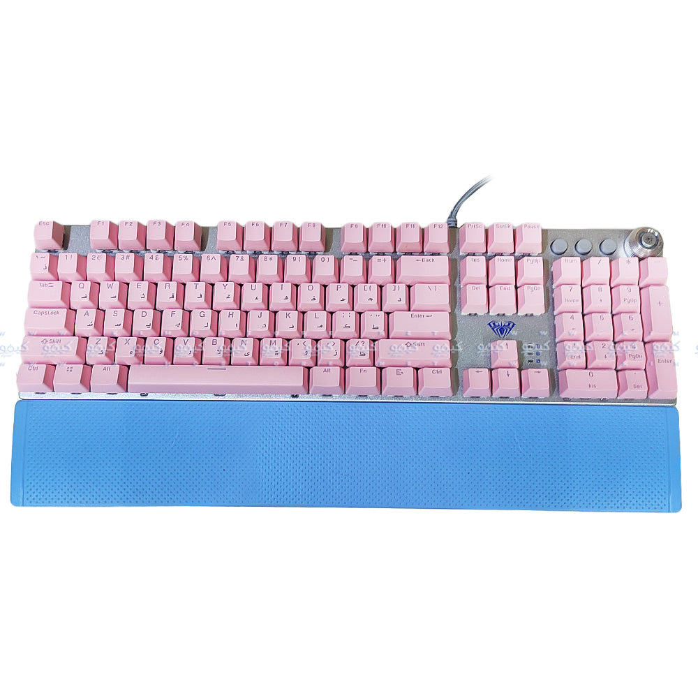 Aula Wind F2058 Red Switch Wired Rainbow Gaming Keyboard English - Pink x Gray