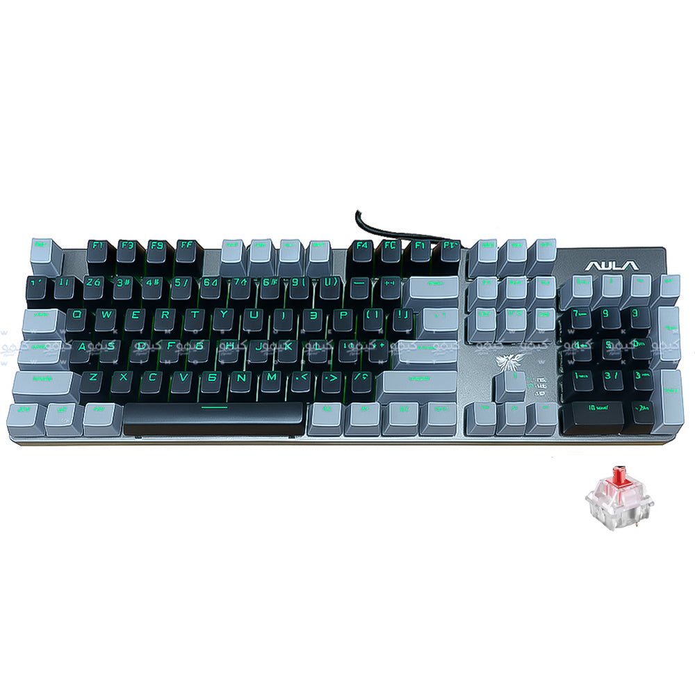 Aula Wind F2068 Pro Red Switch Wired Rainbow Gaming Keyboard English - Black x Gray