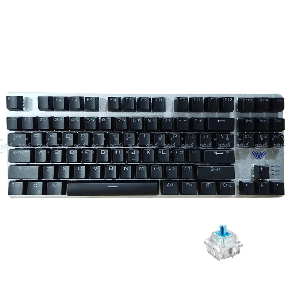 Aula Wind F3287 Blue Switch Wired Gaming Keyboard English & Arabic - Black