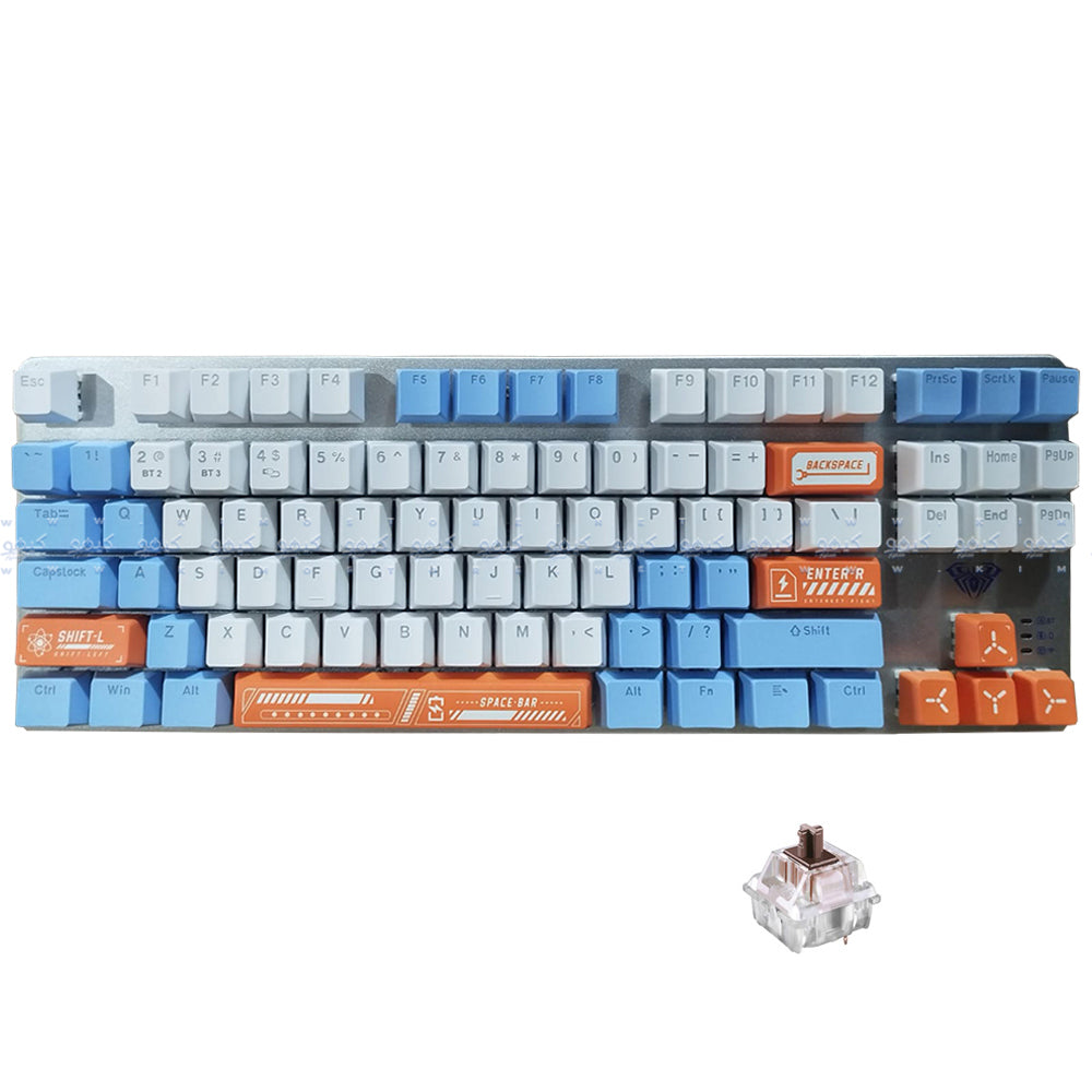 Aula Wind F3287 Brown Switch Wired Gaming Keyboard English - Light Blue x Orange