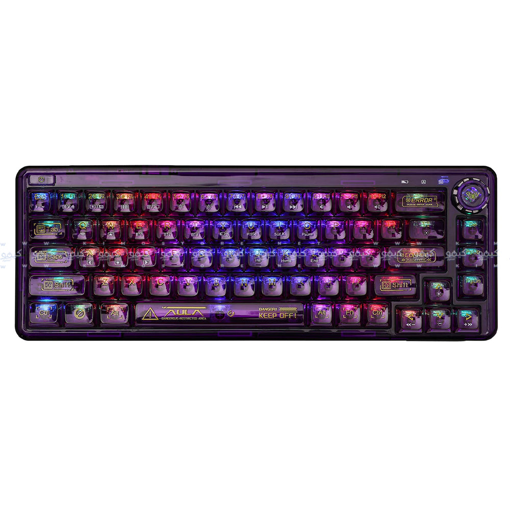 Aula Wind F68 LEOBOG Ice Crystal Switch Bluetooth Wireless & Wired RGB Gaming Keyboard English - Transparent Purple