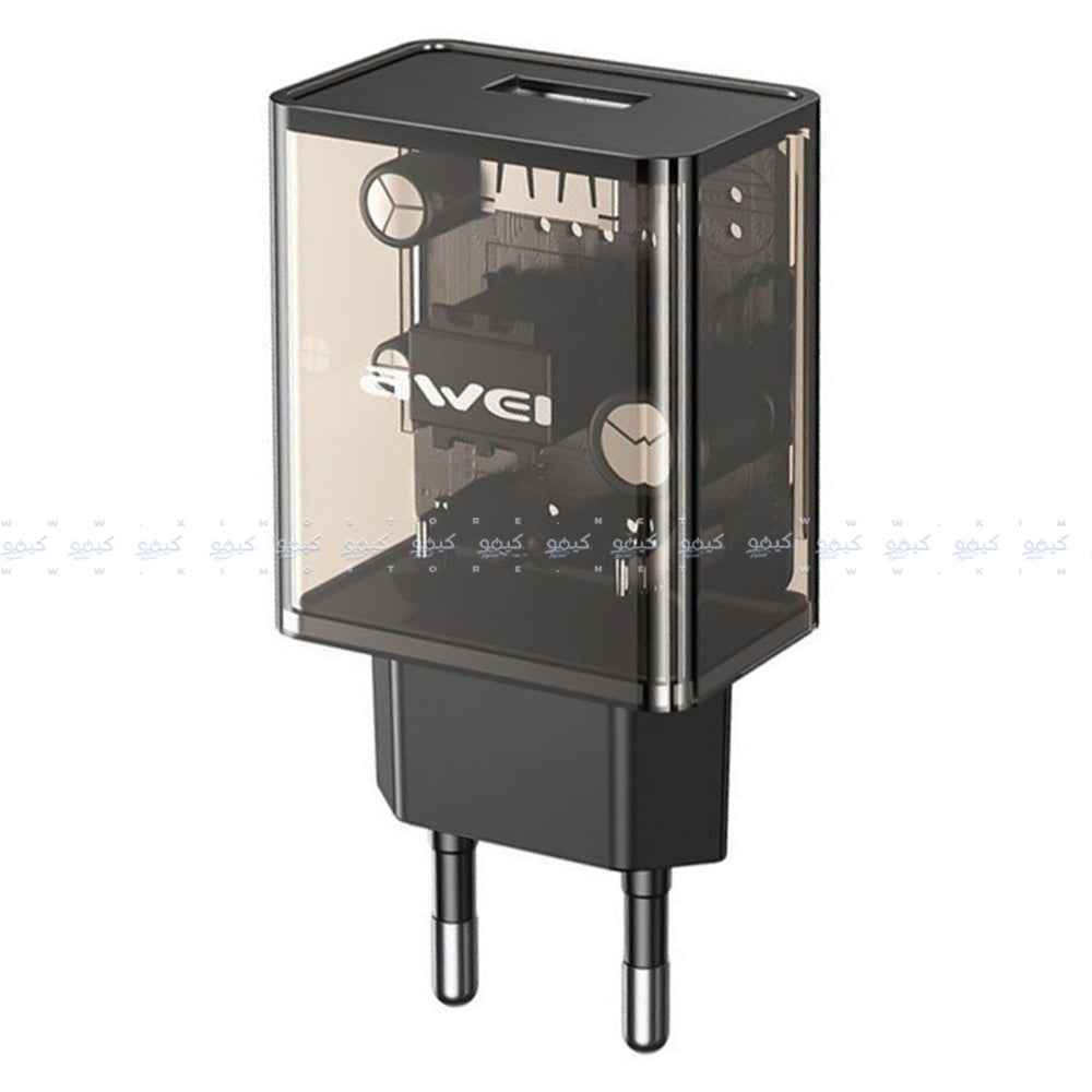 Awei C9 Wall Charger 2.4A Fast Charging - Transparent Black