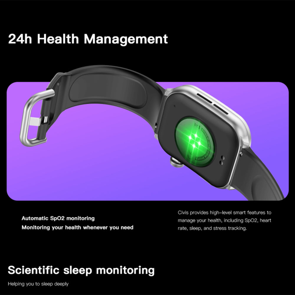Scykei Civis Smart Watch Black Case With Black Silicone Strap