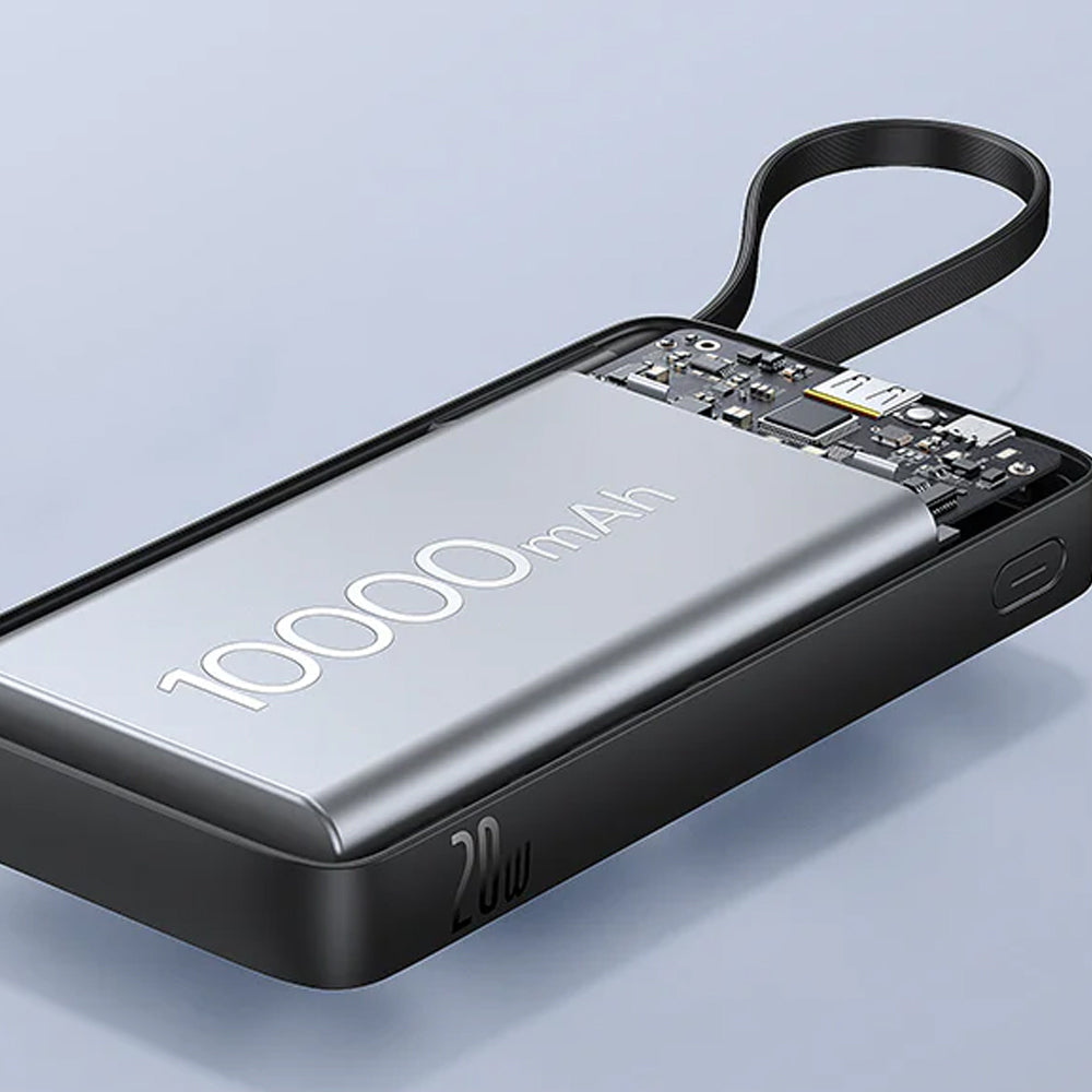 Baseus EnerFill FC51 Bipow 2 Pro PPBD2P-2022 Power Bank USB + Type-C 22.5W Fast Charging 20000mAh Built-in Type-C Cable - Black