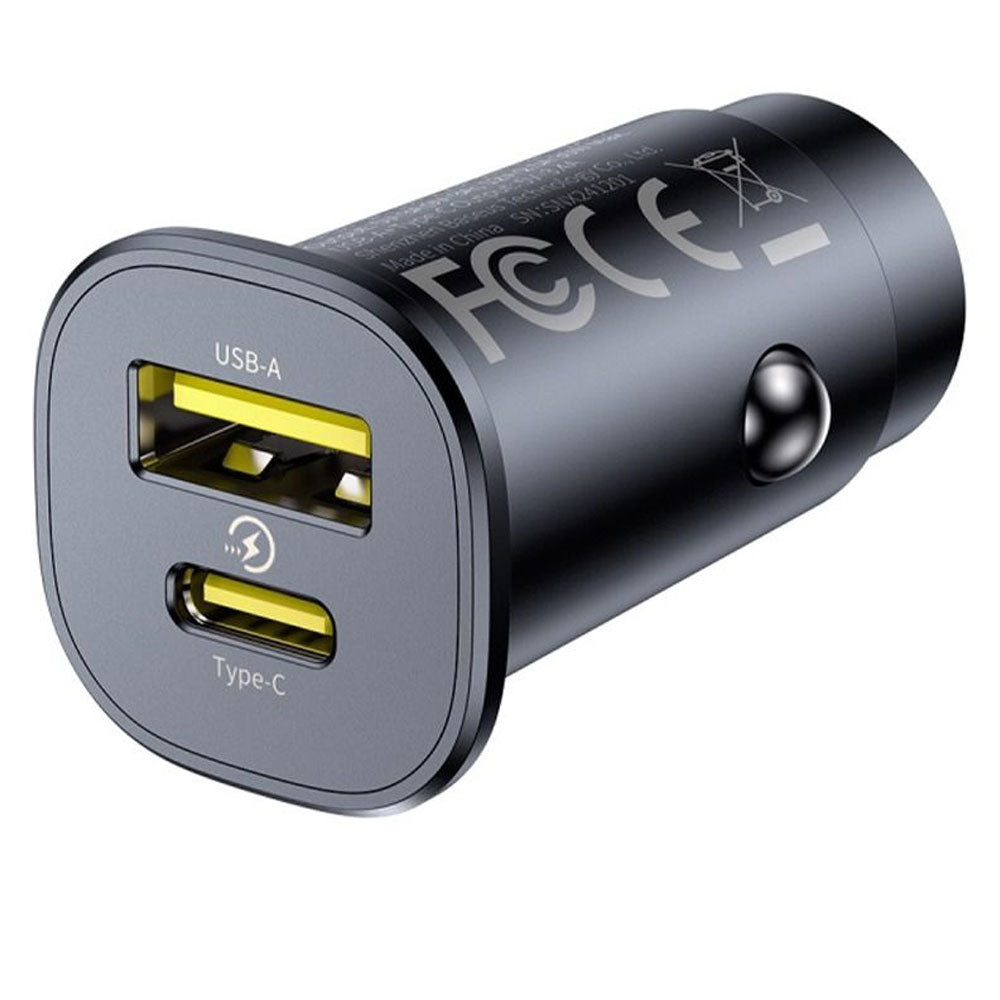 Baseus GoTrip BS-C15C1 DP1 Mini Car Charger 1x USB + 1x Type-C 30W 