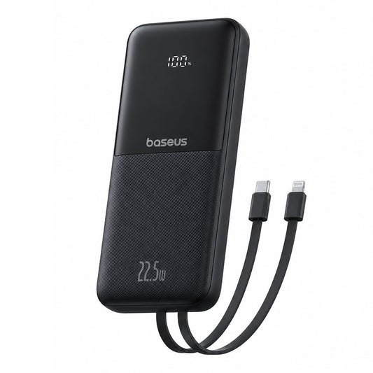 Baseus Lipow PPJP312 Power Bank USB + Type-C + Micro 22.5W Fast Charging 20000mAh Built-in 2 Cables - Black