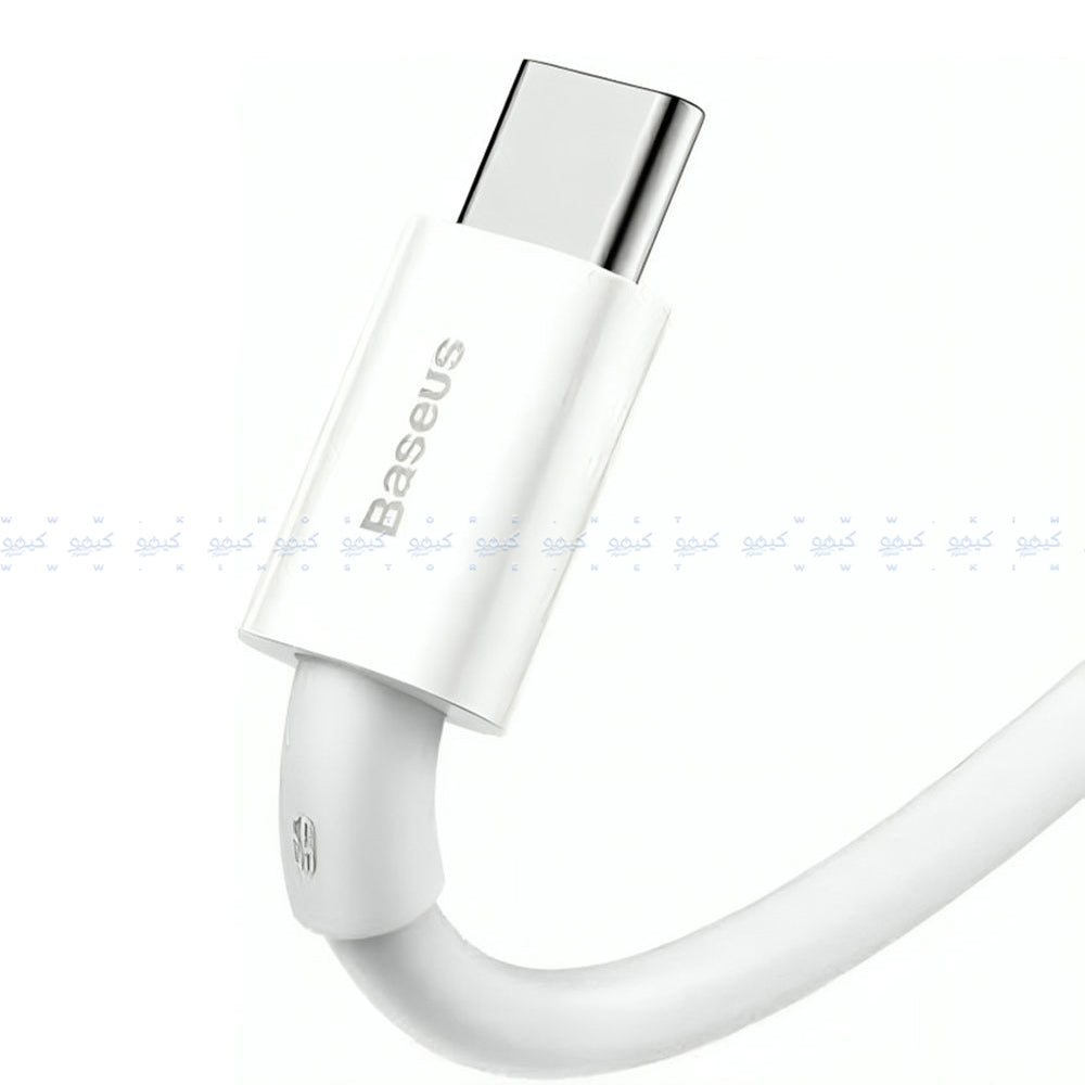 كابل شاحن موبايل باسيوس تايب سي إلى تايب سي بقوة 100 وات شحن سريع 2 متر Superior Series CATYS-C02 - أبيض