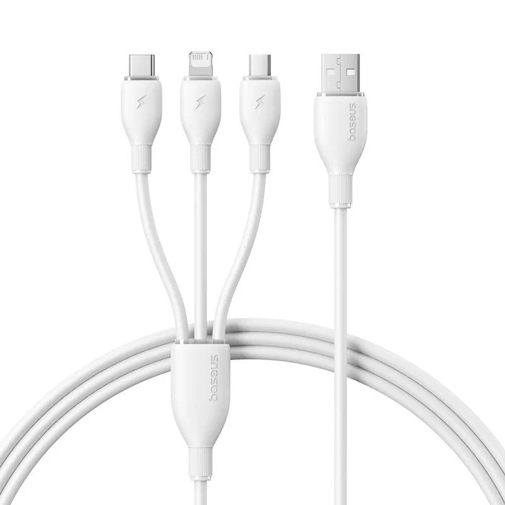 Baseus Ultra-Fast CB000161 USB To (Type-C + Micro + Lightning) 3in1 Cable 3.5A Fast Charging 1.3m - White