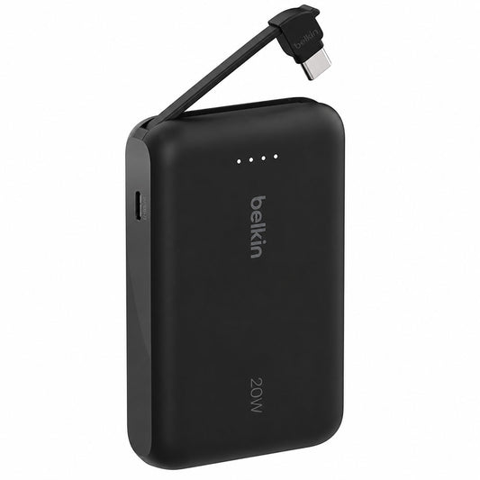 باور بانك بيلكين بمنفذ تايب سي 20 وات 10000 مللي أمبير شحن سريع كابل تايب سي مدمج BoostCharge BPB021