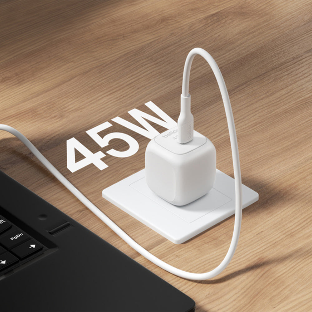 Belkin BoostCharge WCA013KQ Wall Charger Type-C + Type-C Cable 45W Fast Charging - White