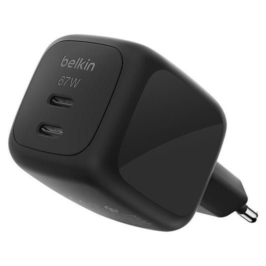 Belkin WCH020KQ GaN Wall Charger 2x Type-C 67W Fast Charging - Black