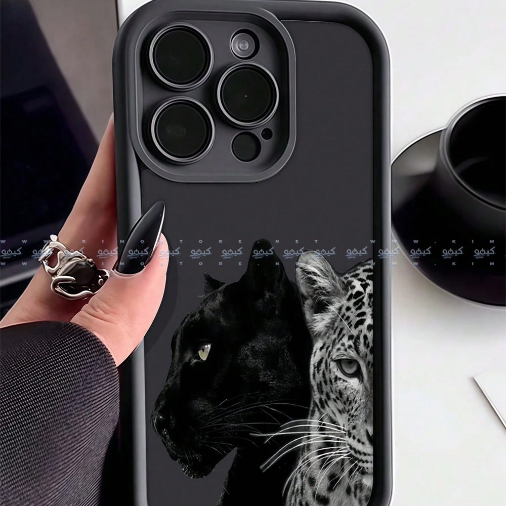 Black Fierce Double Leopard Pattern Phone Cover