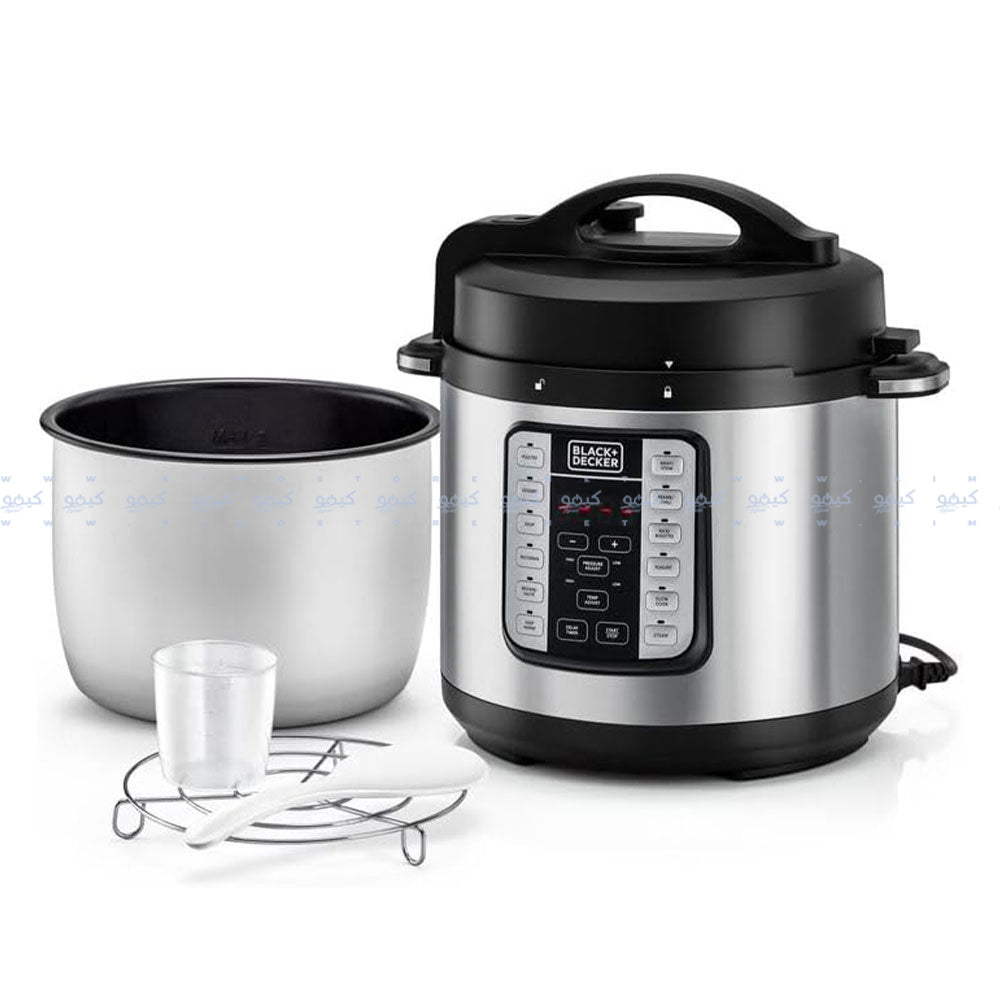 حلة ضغط كهربائية بلاك + ديكر 7 في 1 6 لتر 1000 وات PCP1000-B5 EZ Smart Steam Pot
