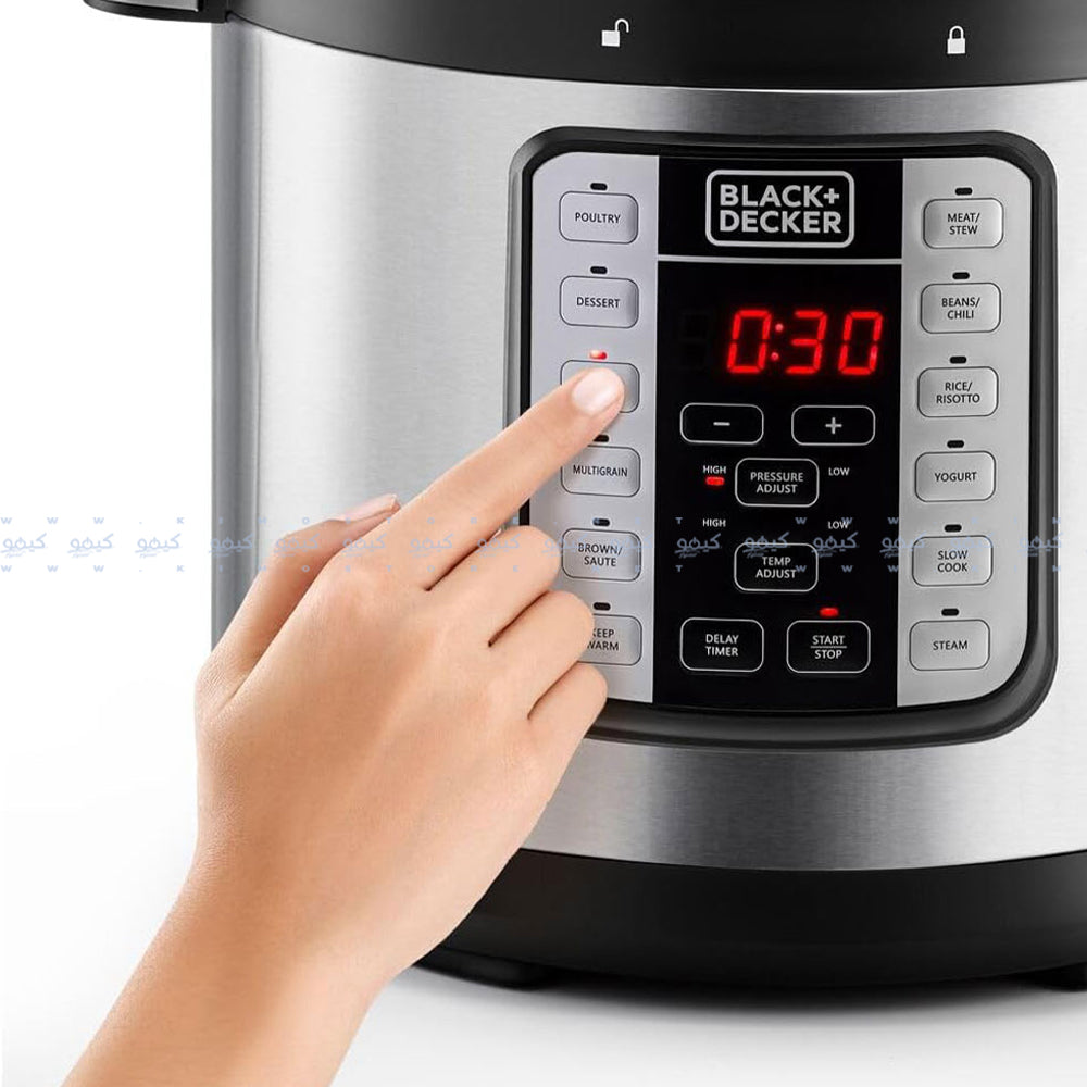حلة ضغط كهربائية بلاك + ديكر 7 في 1 6 لتر 1000 وات PCP1000-B5 EZ Smart Steam Pot
