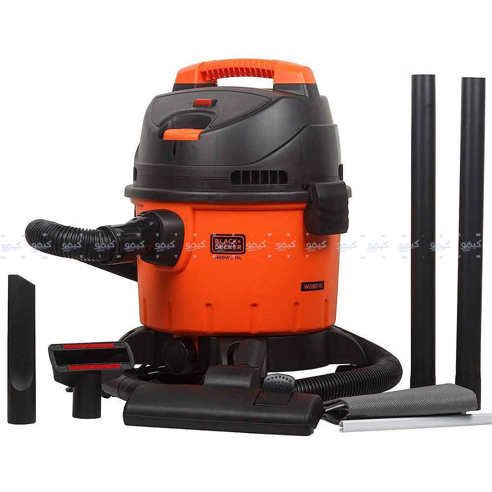 مكنسة كهربائية بلاك + ديكر رطب وجاف برميلية 15 لتر 1400 وات WDBD15