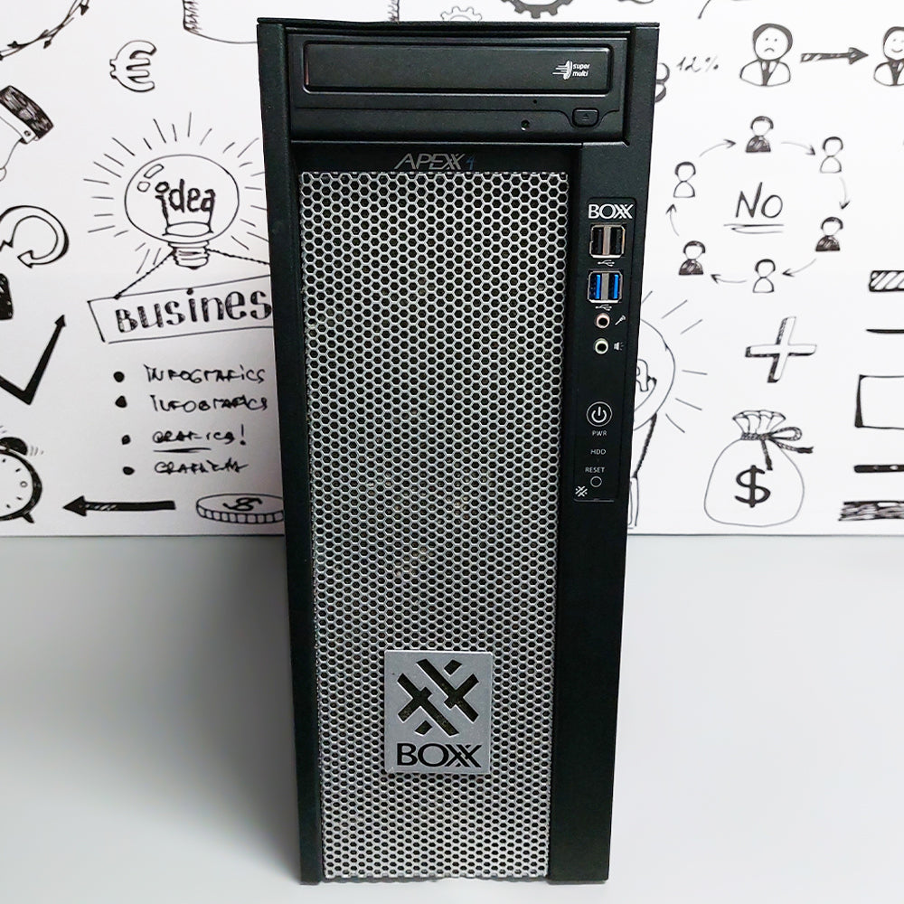 Boxx Apexx 4 7901 Workstation (2x CPU Intel Xeon E5-2643 V3 - 32GB DDR4 - No Hard - Nvidia Quadro K620 2GB - Motherboard Supermicro X10DAI - DVD RW) Original Used