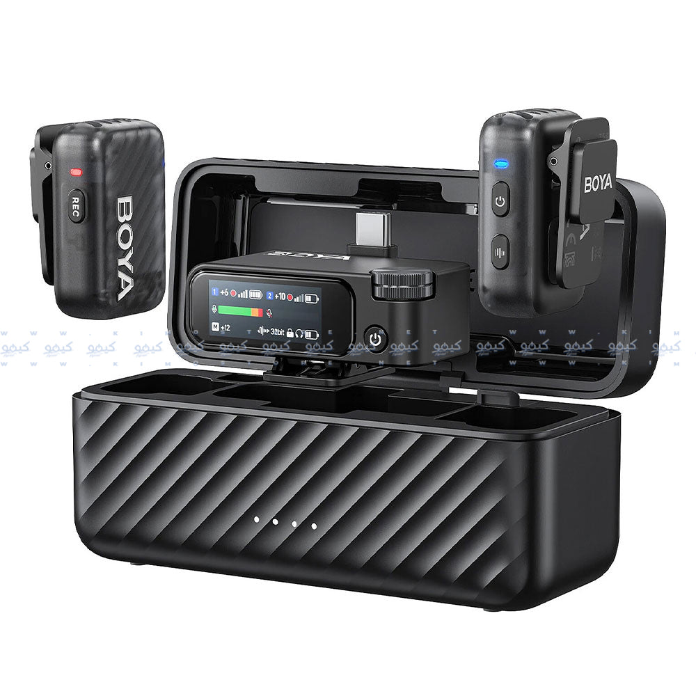  نظام ميكروفون بويا لاسلكي 2 في 1 ثنائي القناة BOYAMIC 2-02 - أسود 