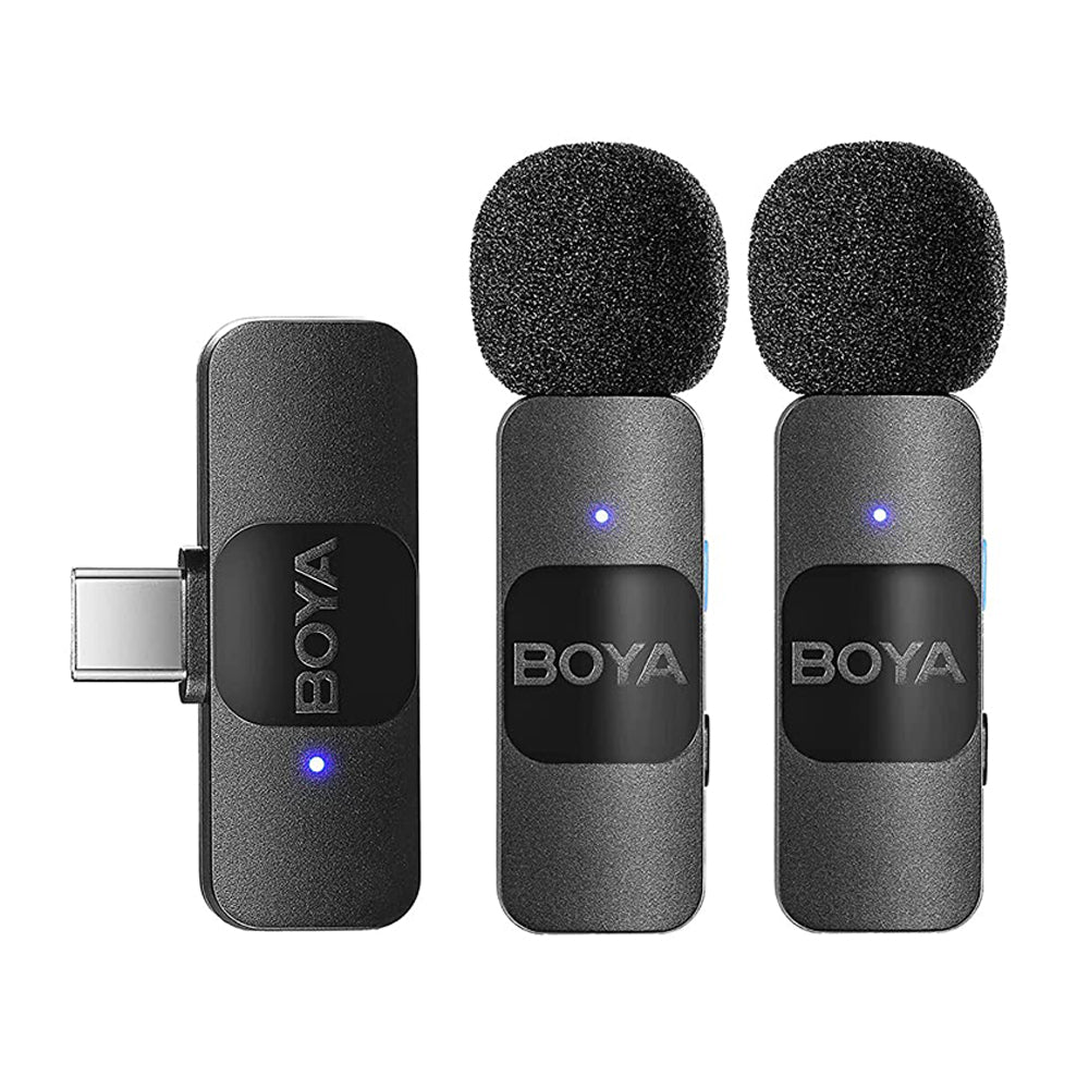 نظام ميكروفون بويا لاسلكي ثنائي القناة بمنفذ تايب سي 2.4 جيجاهرتز BY-V20