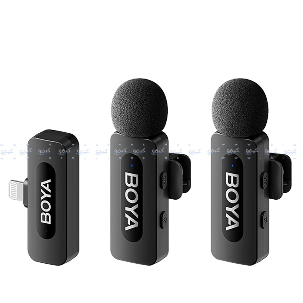  نظام ميكروفون بويا لاسلكي ثنائي القناة بمنفذ لايتنينج 2.4 جيجاهرتز BY-V2 