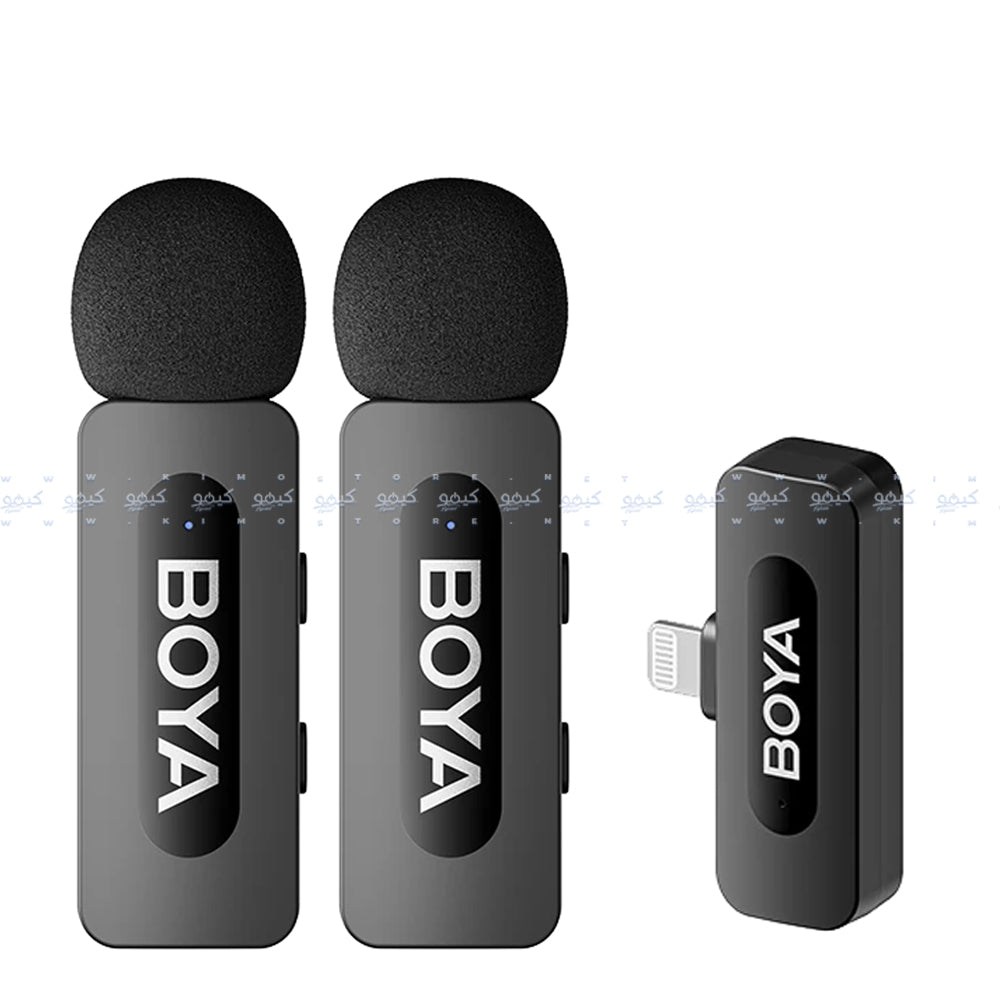  نظام ميكروفون بويا لاسلكي ثنائي القناة بمنفذ لايتنينج 2.4 جيجاهرتز BY-V2 