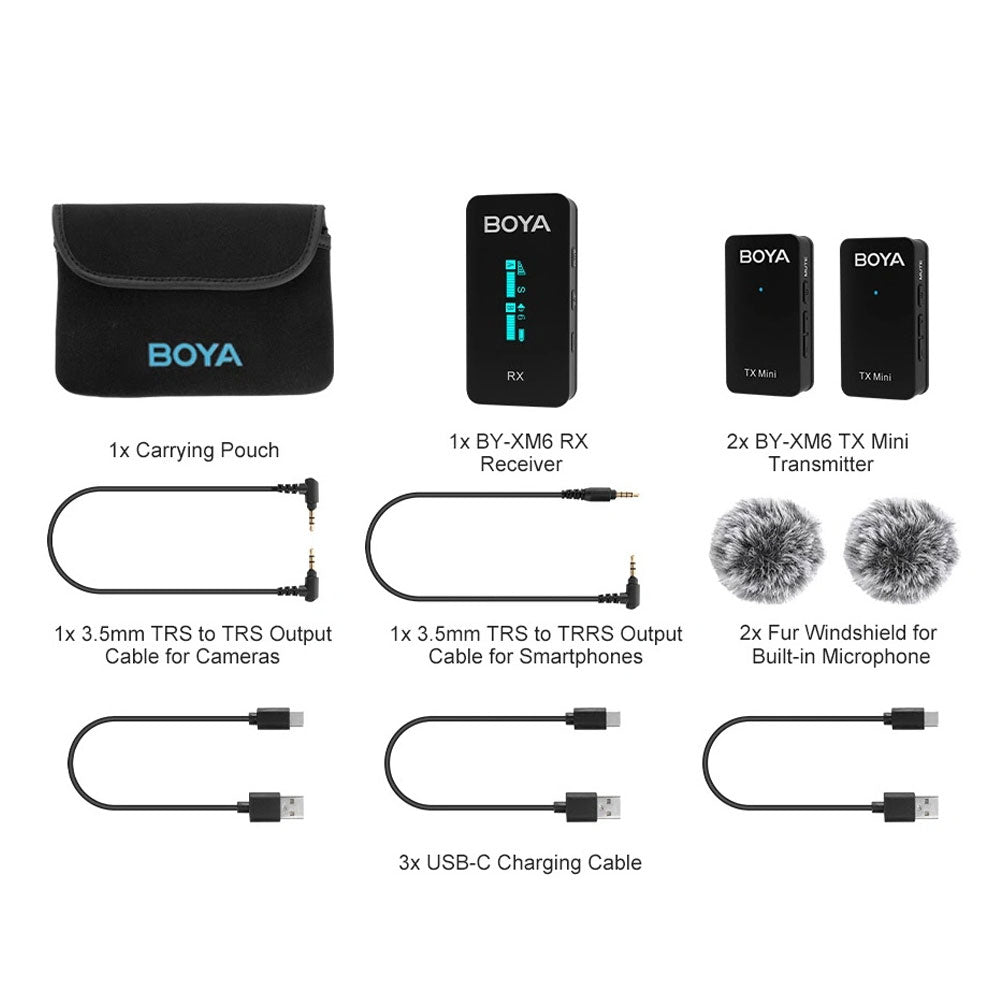Boya BY-XM6-S2 Mini 2.4GHz Dual Channel Wireless Microphone System
