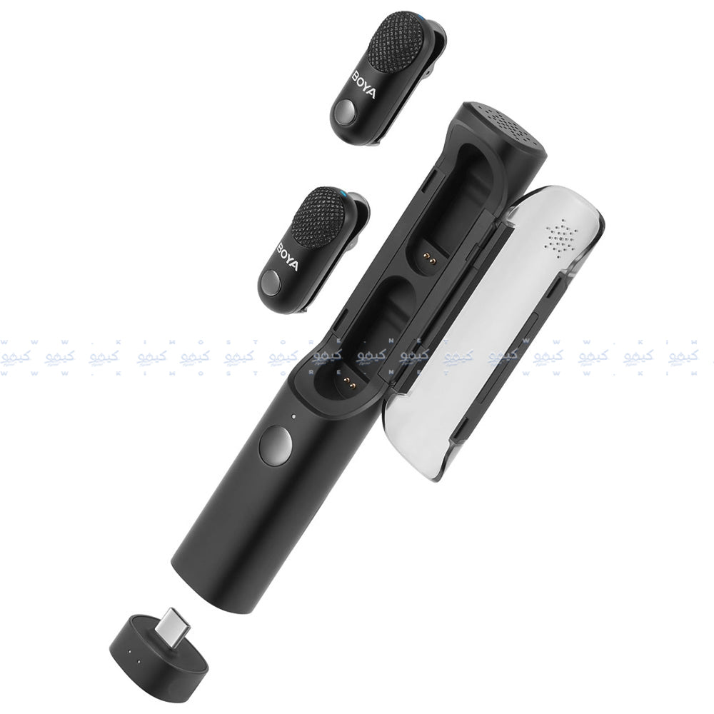 نظام ميكروفون لاسلكي بويا ثنائي القناة بمنفذ تايب سي 2.4 جيجاهرتز Magic-05 - أسود