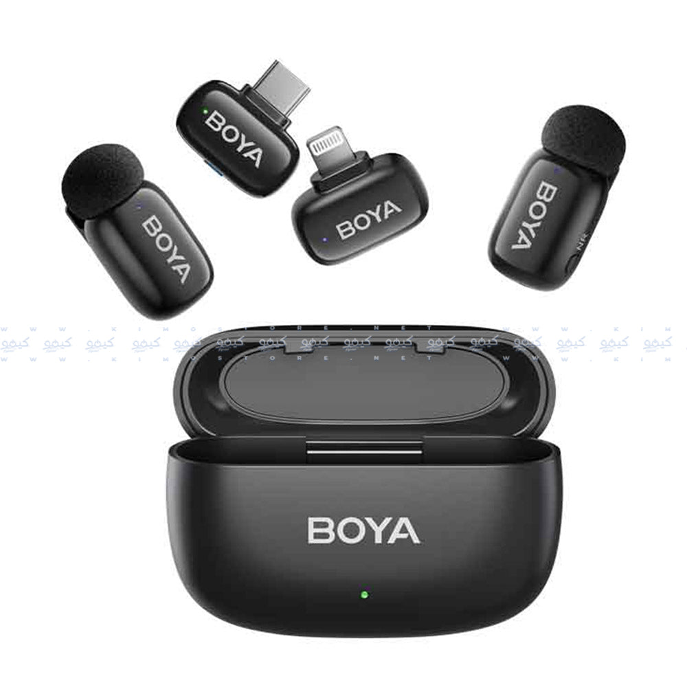 نظام ميكروفون بويا لاسلكي 2 في 1 ثنائي القناة 2.4 جيجاهرتز Mini-01 - أسود