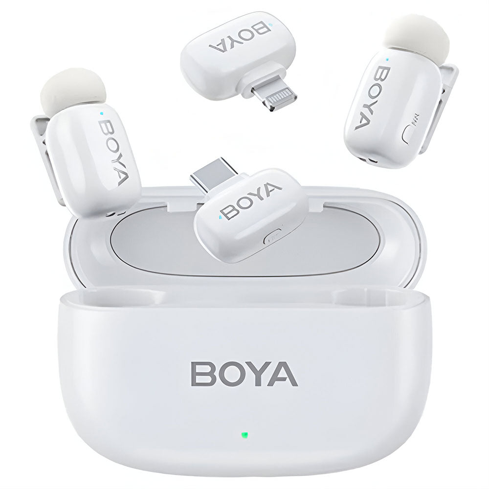 Boya Mini-13 Type-C+ Lightning 2.4GHz Dual Channel Wireless Microphone System - White