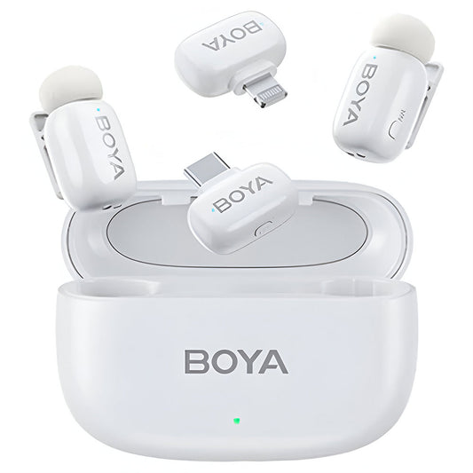 Boya Mini-13 Type-C+ Lightning 2.4GHz Dual Channel Wireless Microphone System - White