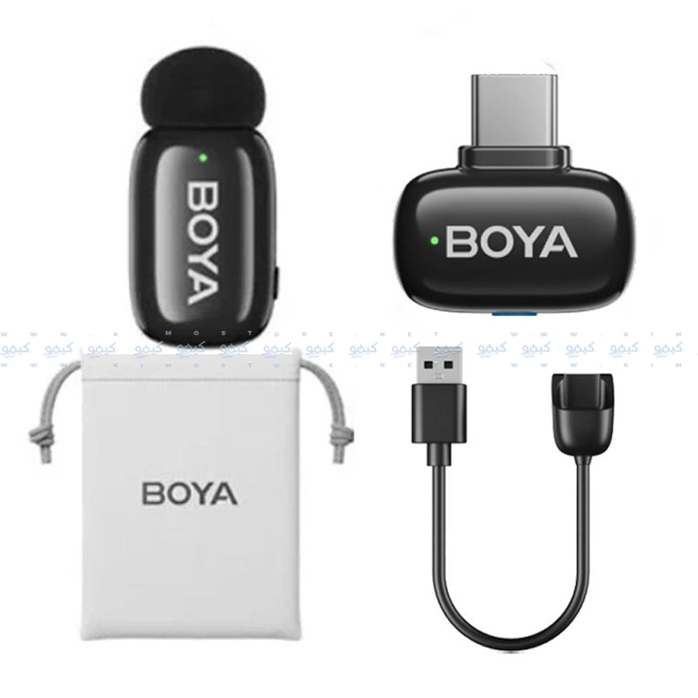 نظام ميكروفون بويا لاسلكي بمنفذ تايب سي 2.4 جيجاهرتز Mini-17 - أسود