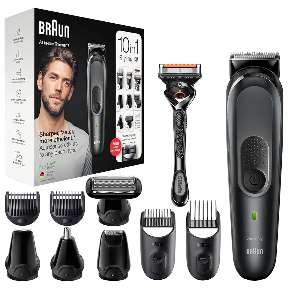 Braun All in One Trimmer 7 10-in-1 MGK7321 Styling Kit With Gillette ProGlide Razor