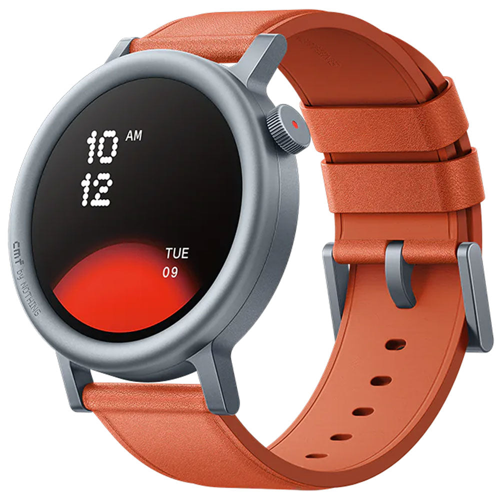 CMF Watch Pro 2 D398 Smart Watch (45mm - GPS) Ash Gray Metal Case With Orange Leather Strap