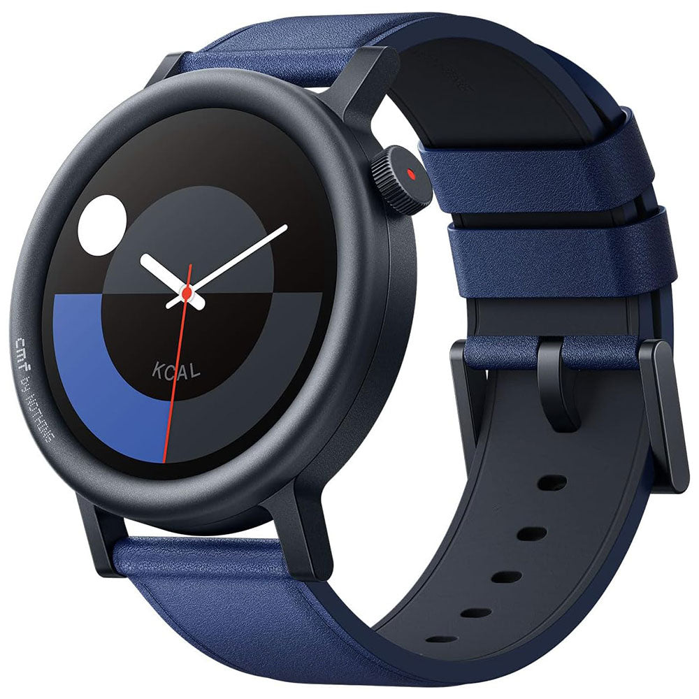 CMF Watch Pro 2 D398 Smart Watch (45mm - GPS) Dark Gray Metal Case With Blue Leather Strap