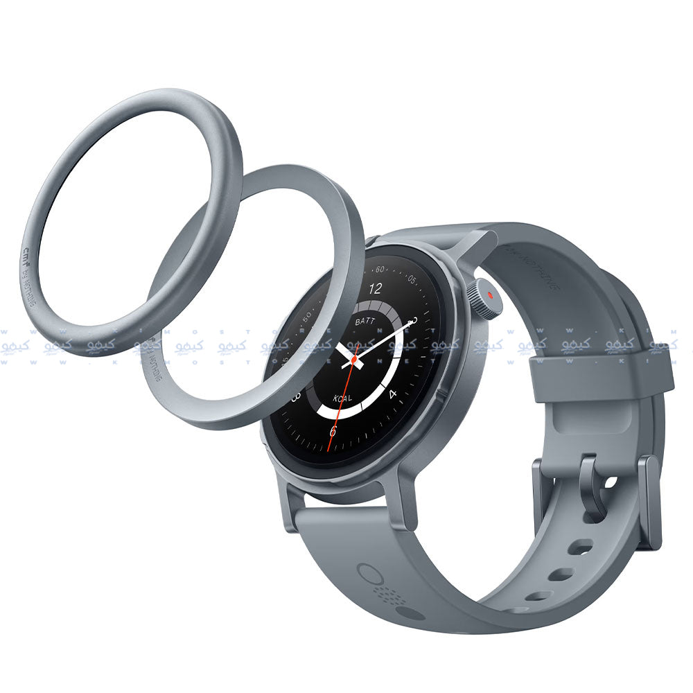 ساعة سمارت سي إم إف Pro 2 D398 تدعم (GPS) 45 ملم - هيكل معدني رمادي داكن مع سوار سيليكون مادي داكن