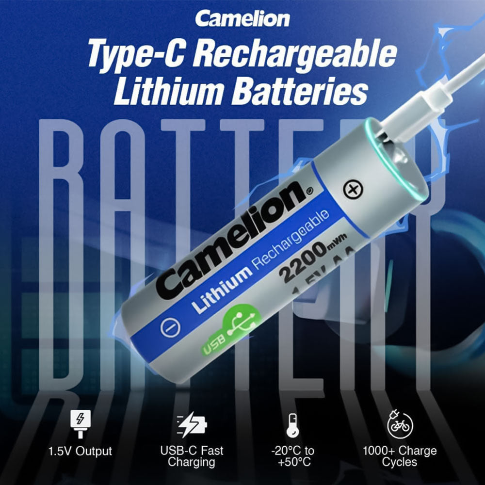 Camelion AA2 Rechargeable Battery 1460mAh (Type-C Cable)