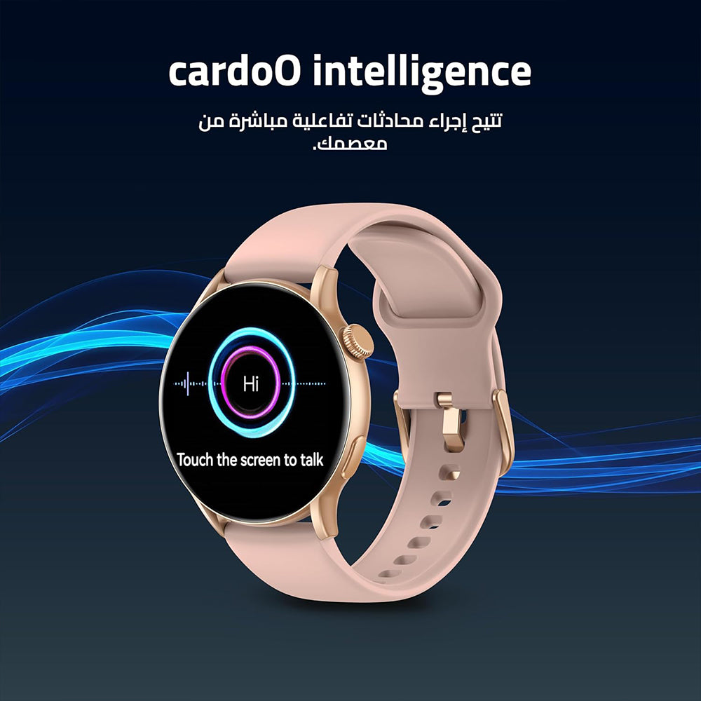 CardoO Watch X Orbit CGLWXO03G Smart Watch Gold Zinc Alloy Case With Rose Gold Silicone Strap