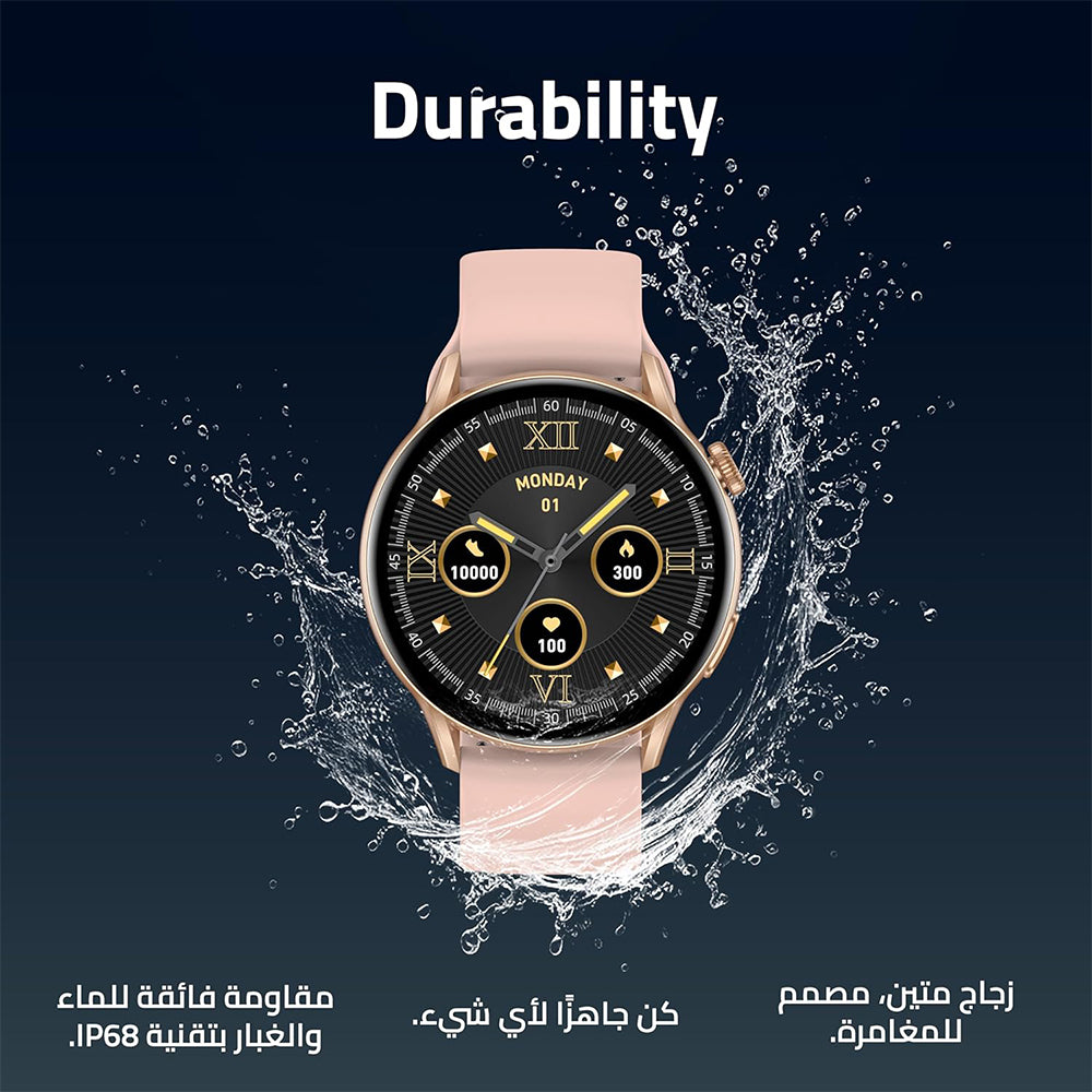 CardoO Watch X Orbit CGLWXO03G Smart Watch Gold Zinc Alloy Case With Rose Gold Silicone Strap