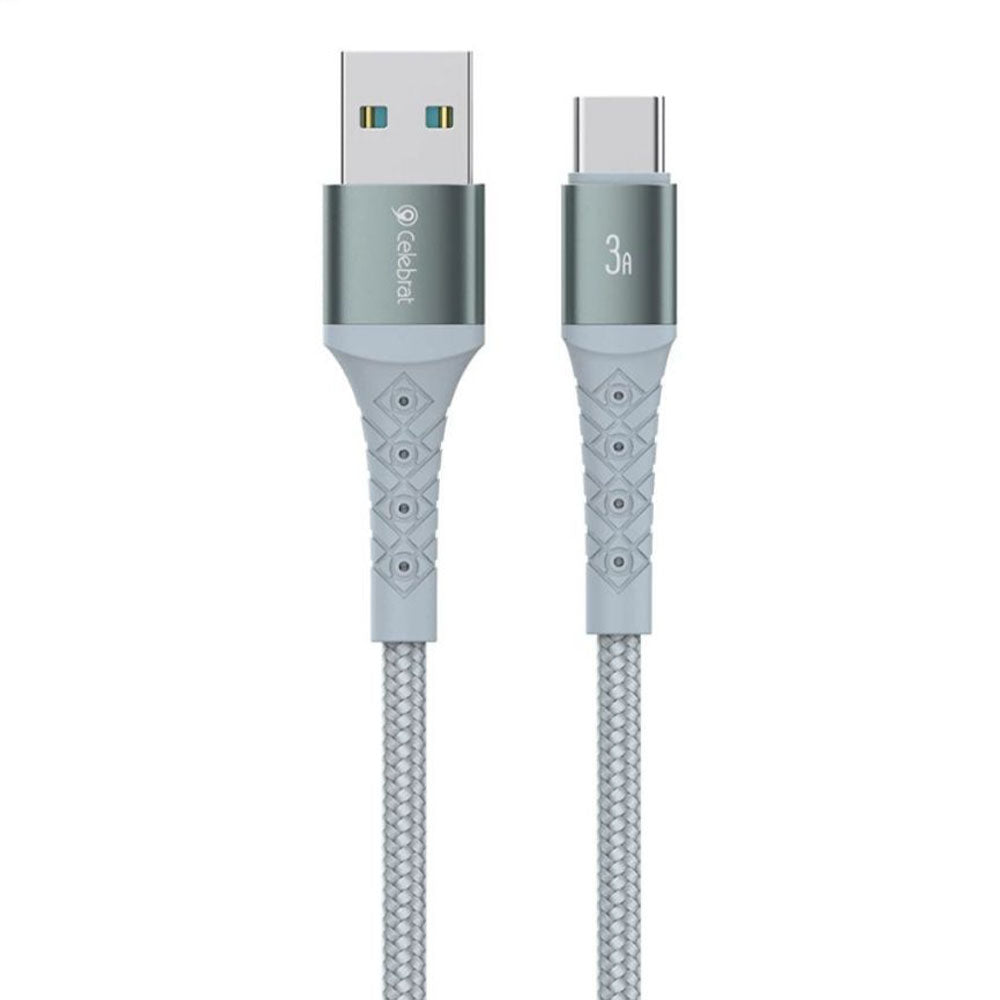 Celebrat CB-16-2 USB To Type-C Cable 3A Fast Charging 2m - Gray