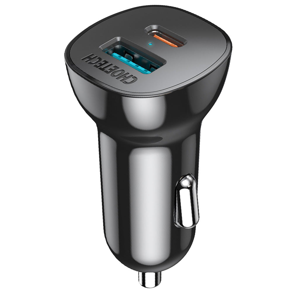 Choetech TC0005-BK Car Charger PD Type-C + QC3.0 USB 38W Fast Charging - Black
