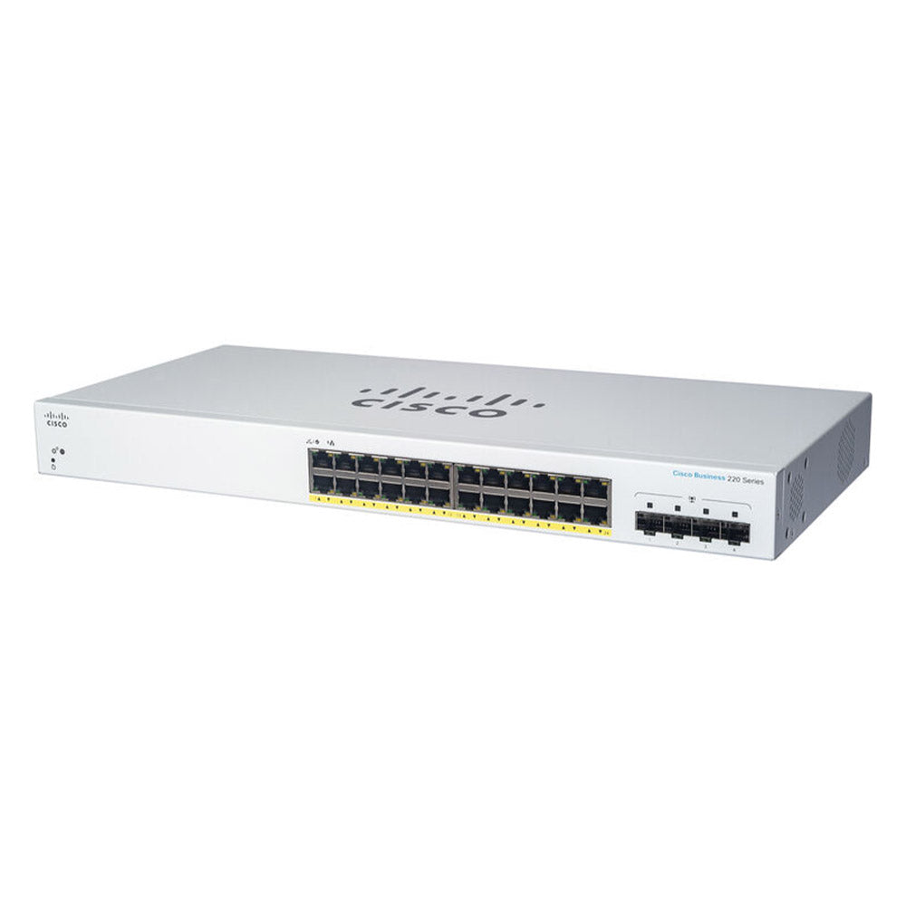 سويتش سيسكو 24 منفذ 1000/100/10 ميجابت في الثانية + 4 منافذ SFP جيجابت Managed Rackmount CBS220-24T-4G-EU