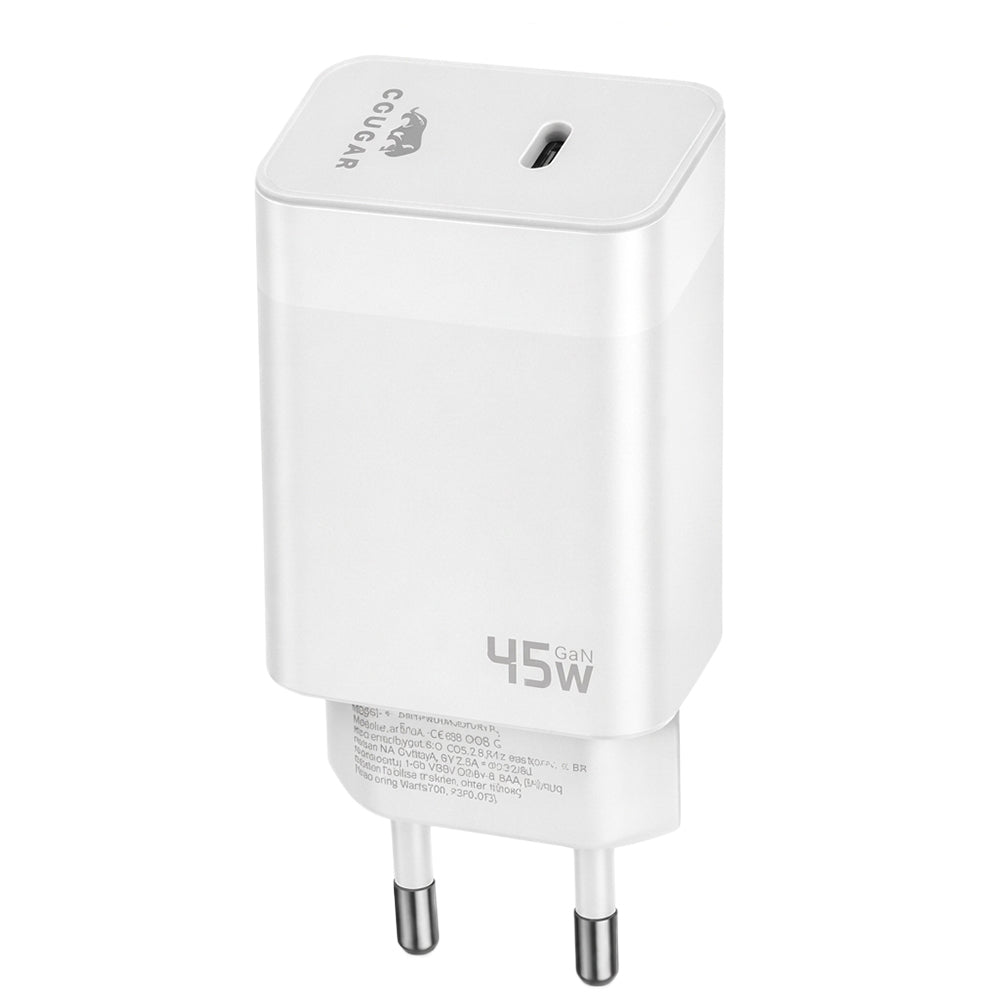Cougar H45 Wall Charger PD Type-C 45W Fast Charging - White