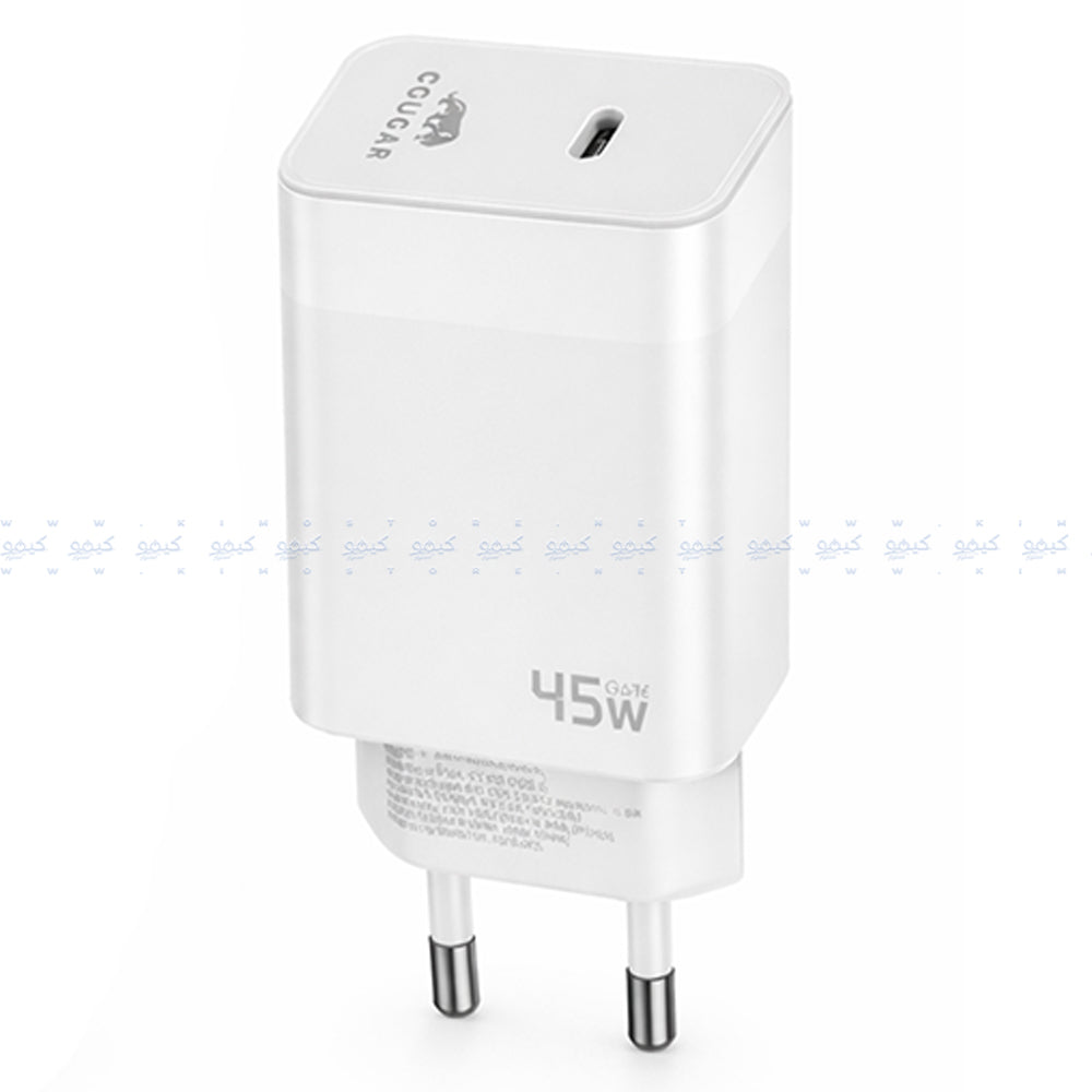 شاحن حائط كوجر بمنفذ تايب سي PD بقوة 45 وات شحن سريع H45 - ابيض