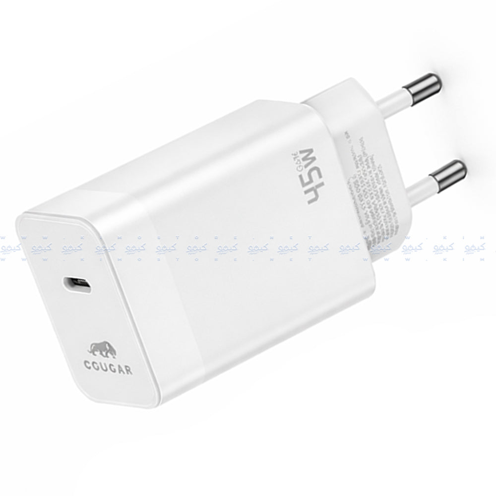 شاحن حائط كوجر بمنفذ تايب سي PD بقوة 45 وات شحن سريع H45 - ابيض