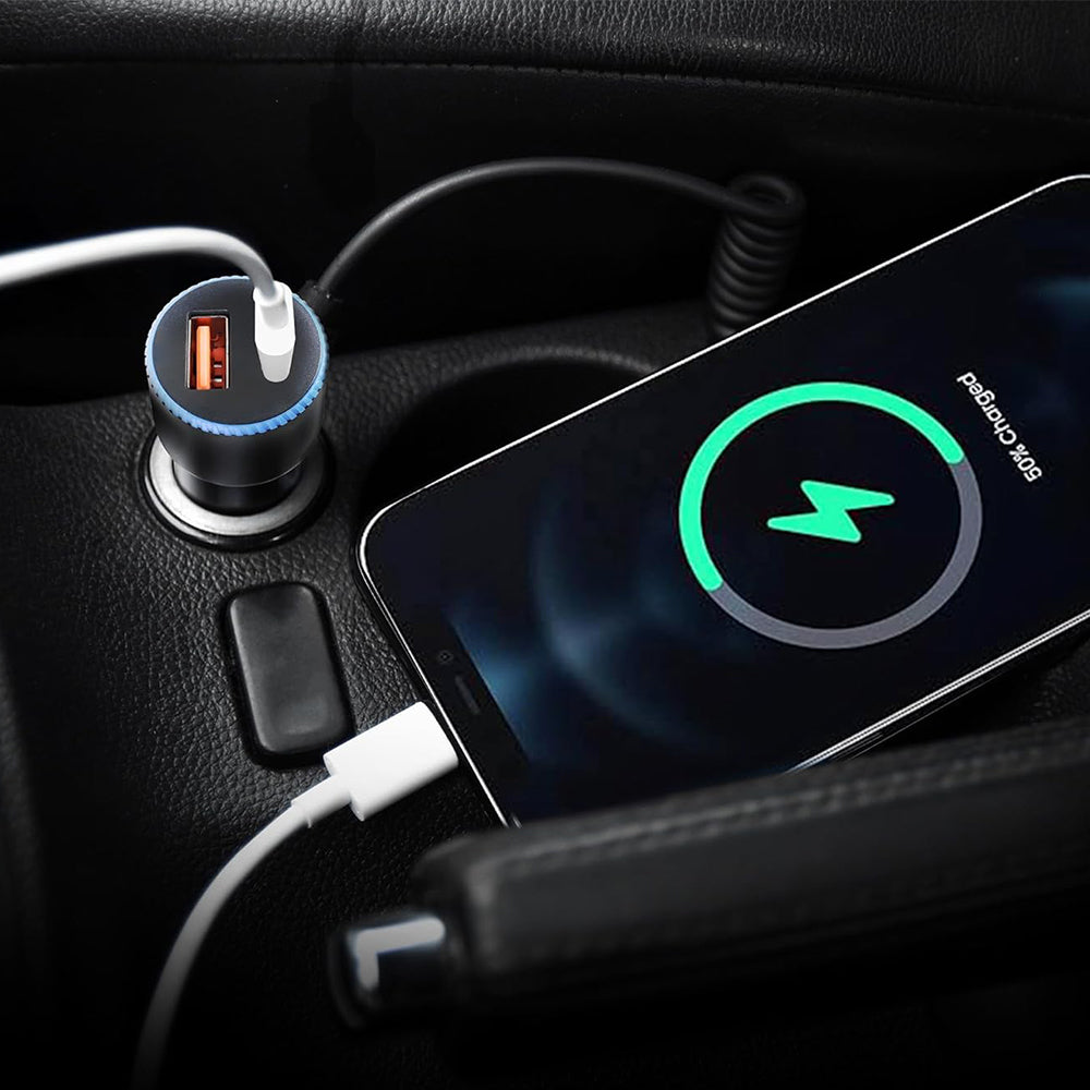 Cougar R7 Car Charger PD Type-C + QC USB 38W Fast Charging - Black