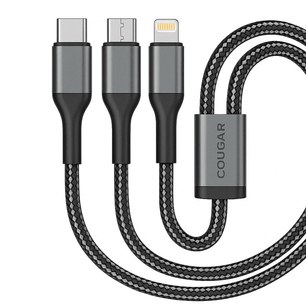 Cougar LM USB To (Type-C + Lightning + Micro) 3in1 Cable 3.1A Fast Charging 