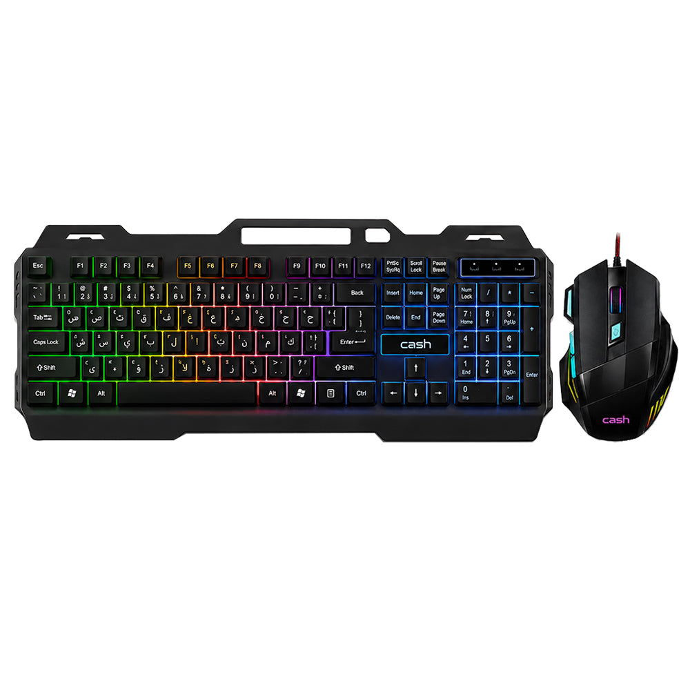 Crash X200 Wired Rainbow Gaming Keyboard + Mouse Combo English & Arabic