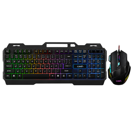 Crash X200 Wired Rainbow Gaming Keyboard + Mouse Combo English & Arabic
