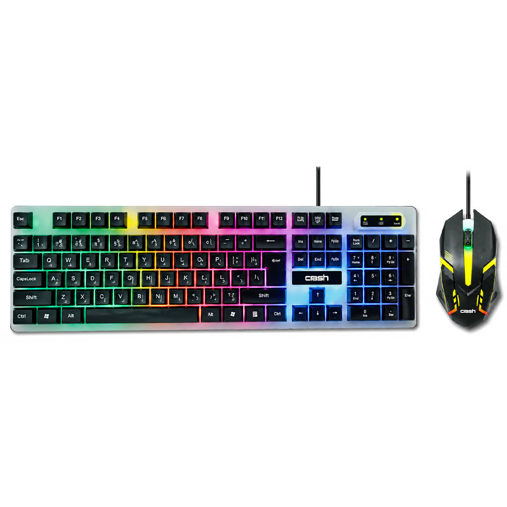 Crash X90 Wired Rainbow Gaming Keyboard + Mouse Combo English & Arabic