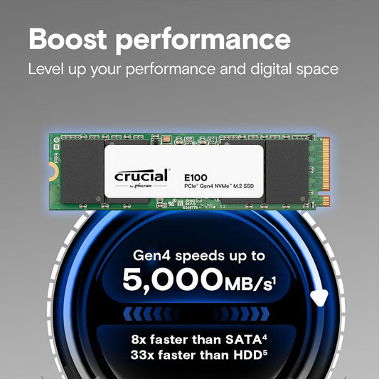 Crucial E100 1TB NVMe PCIe M.2 SSD