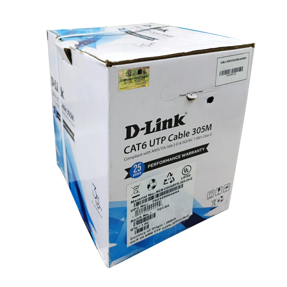 كابل نت وورك دي لينك 305 متر 24AWG Cat6 UTP 
